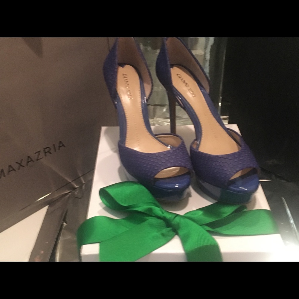 Royal blue platform sexy high heel